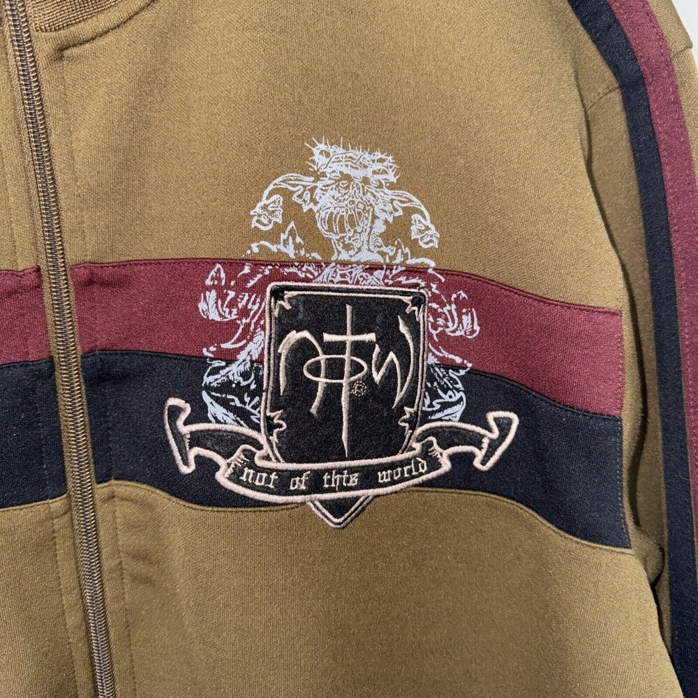NOTW Not Of This World Jacket Y2K Academia Mens XL Embroidered Full Zip religion